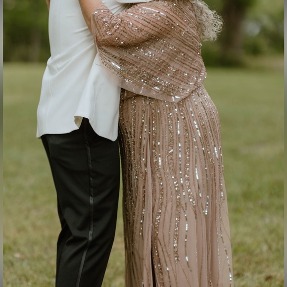 Adrianna Papell Mother of the Bride Gown Beaded Rose Gold 14W - Picture 5 of 5